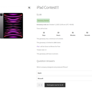 Raffle - Competition Wordpress plugin